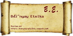 Bányay Etelka névjegykártya